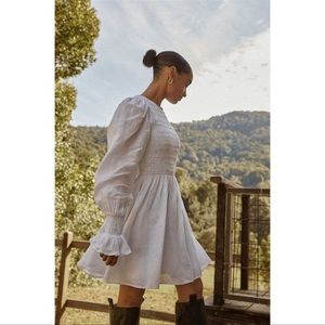 NWT DISSH KENNEDY WHITE SHIRRED LINEN DRESS size 10